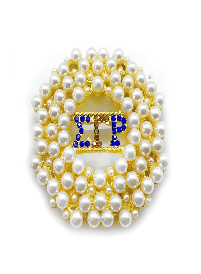 muiot SIGMA GAMMA RHO Sorority Golden Brooch With Imitation Pearls & Rhinestone Metal Greek Letter Brooch Sorority Symbol SGR Member Jewelry Pin - Image 1